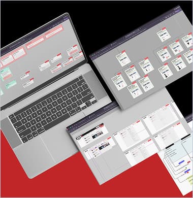 Wireframe and sitemap boards for Bailey across laptop and tablet screens