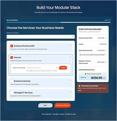 SpectrumVoIP quote configurator with an order estimate calculator