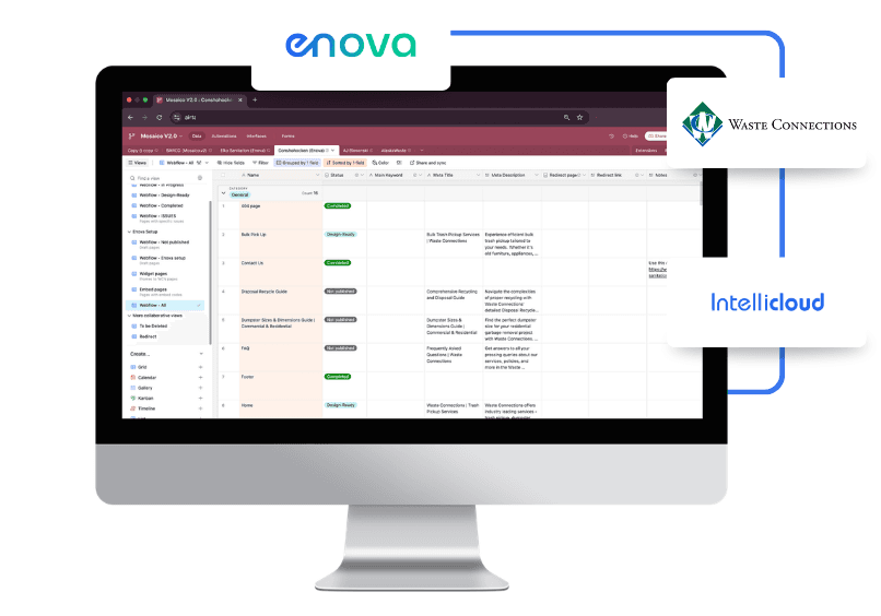 Enova, Waste Connections, and Intellicloud collaboration workflow