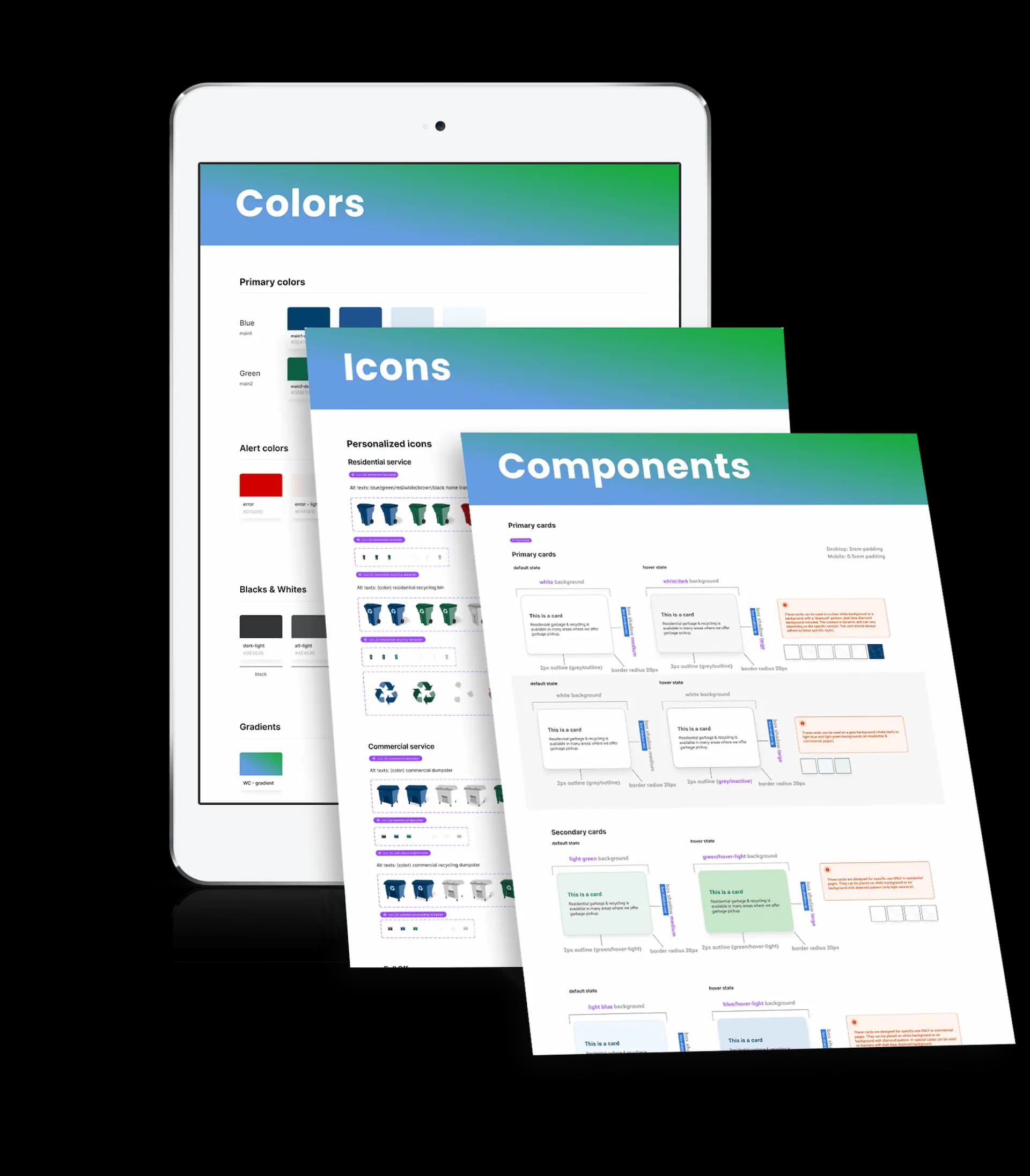 Design system: colors, icons, and components
